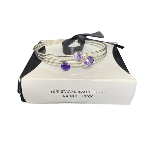 New Avon Zuri Stacks Bracelet Set Of 3 With Purple Stones (1650) - Picture 6 of 6